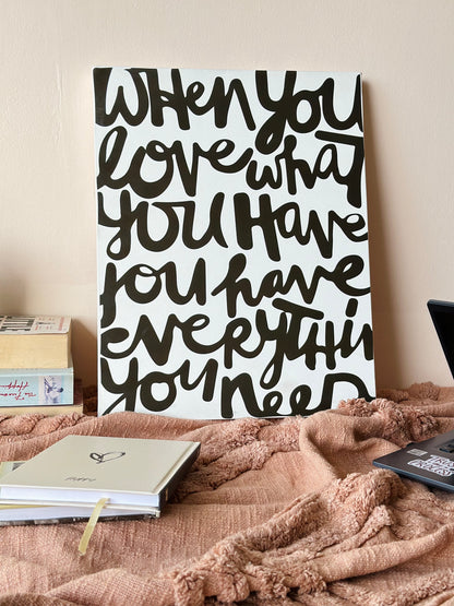 All You Need Embossed Canvas Print