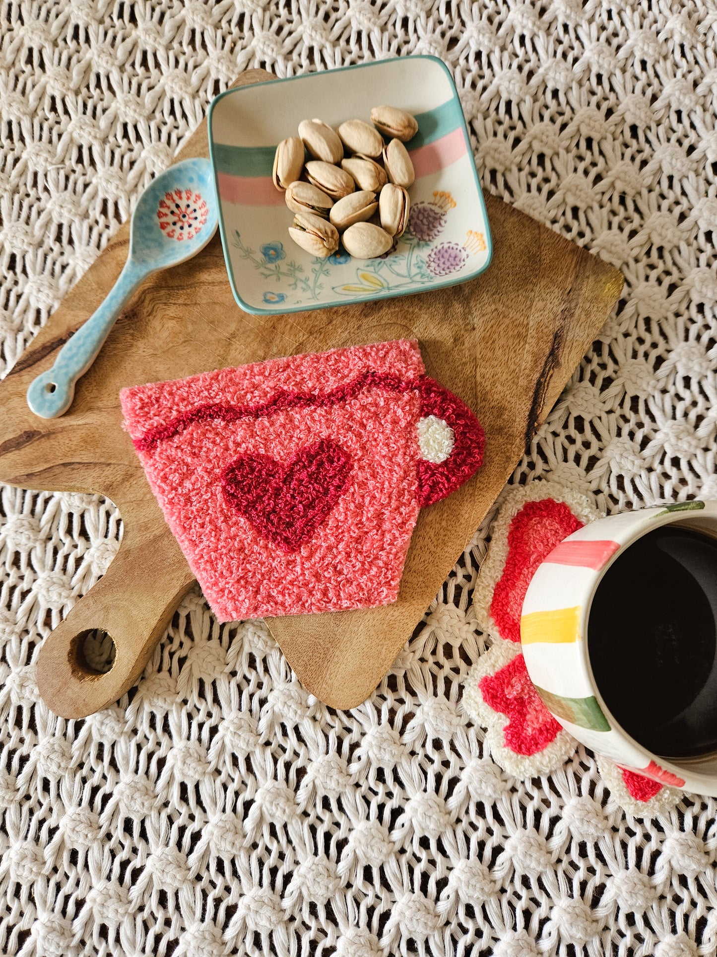 The Pink love Mug Rug