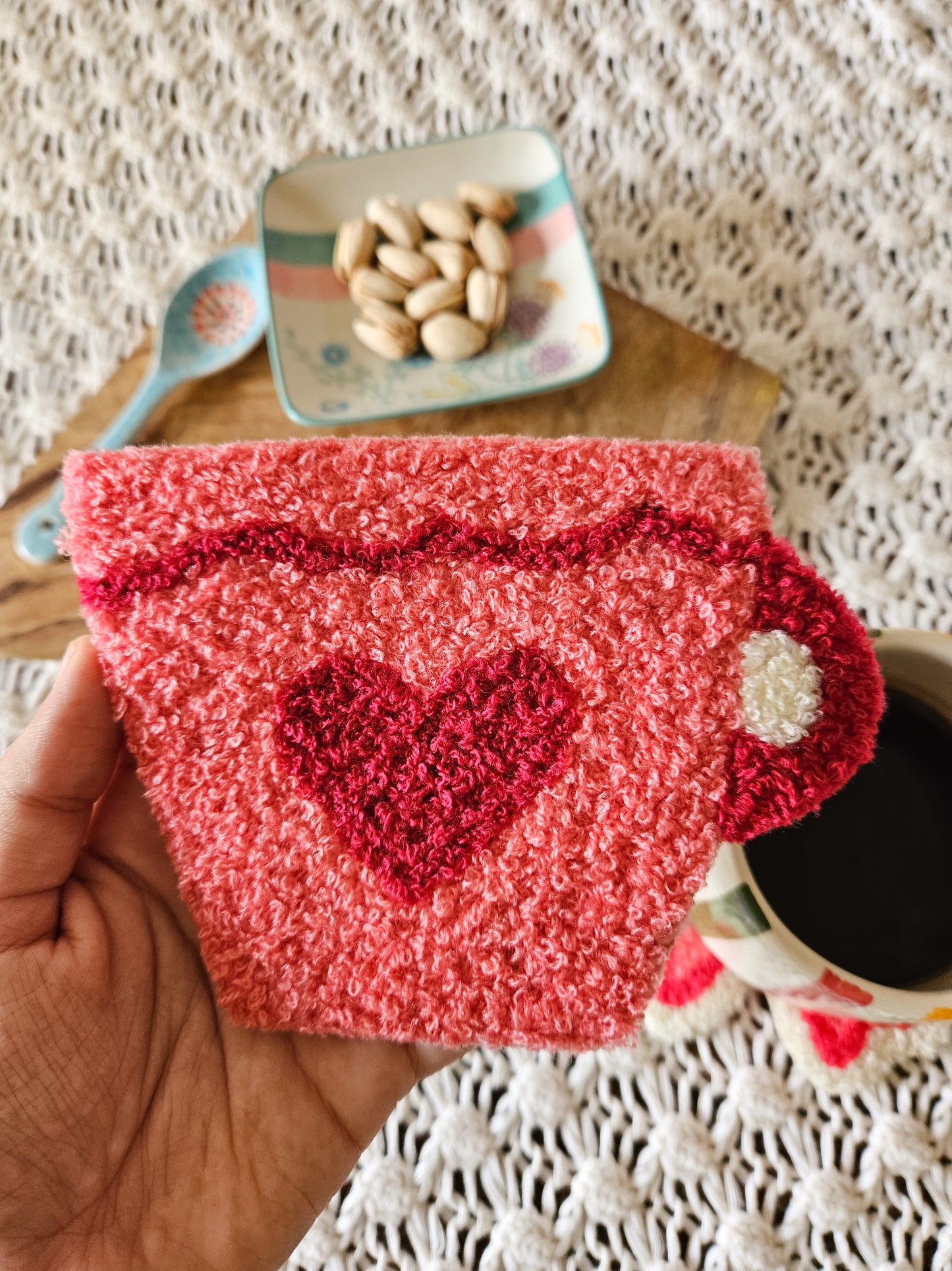 The Pink love Mug Rug