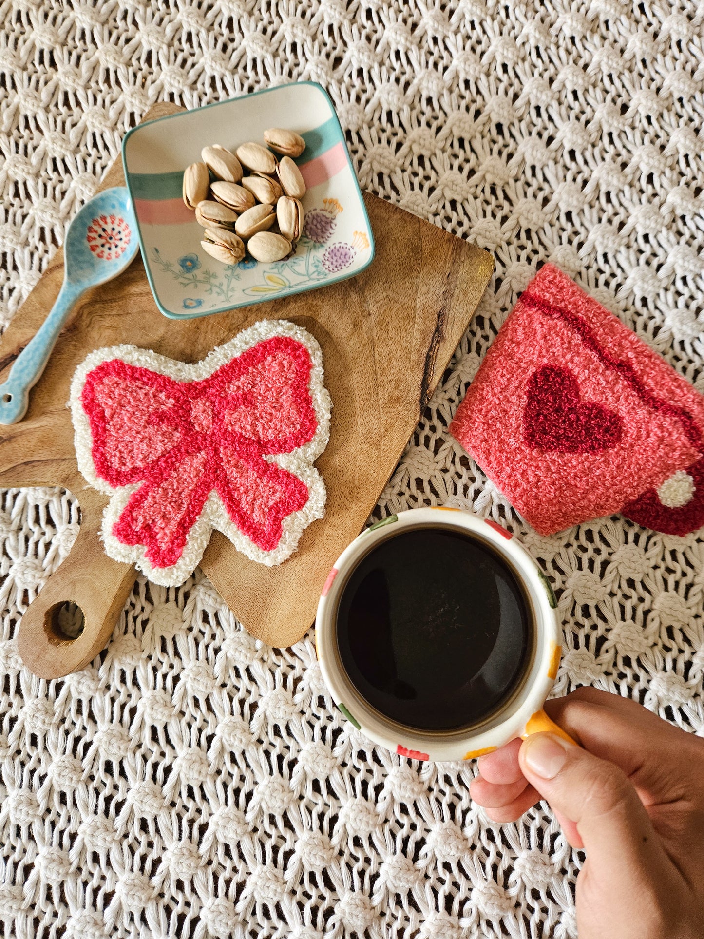 The Pink love Mug Rug