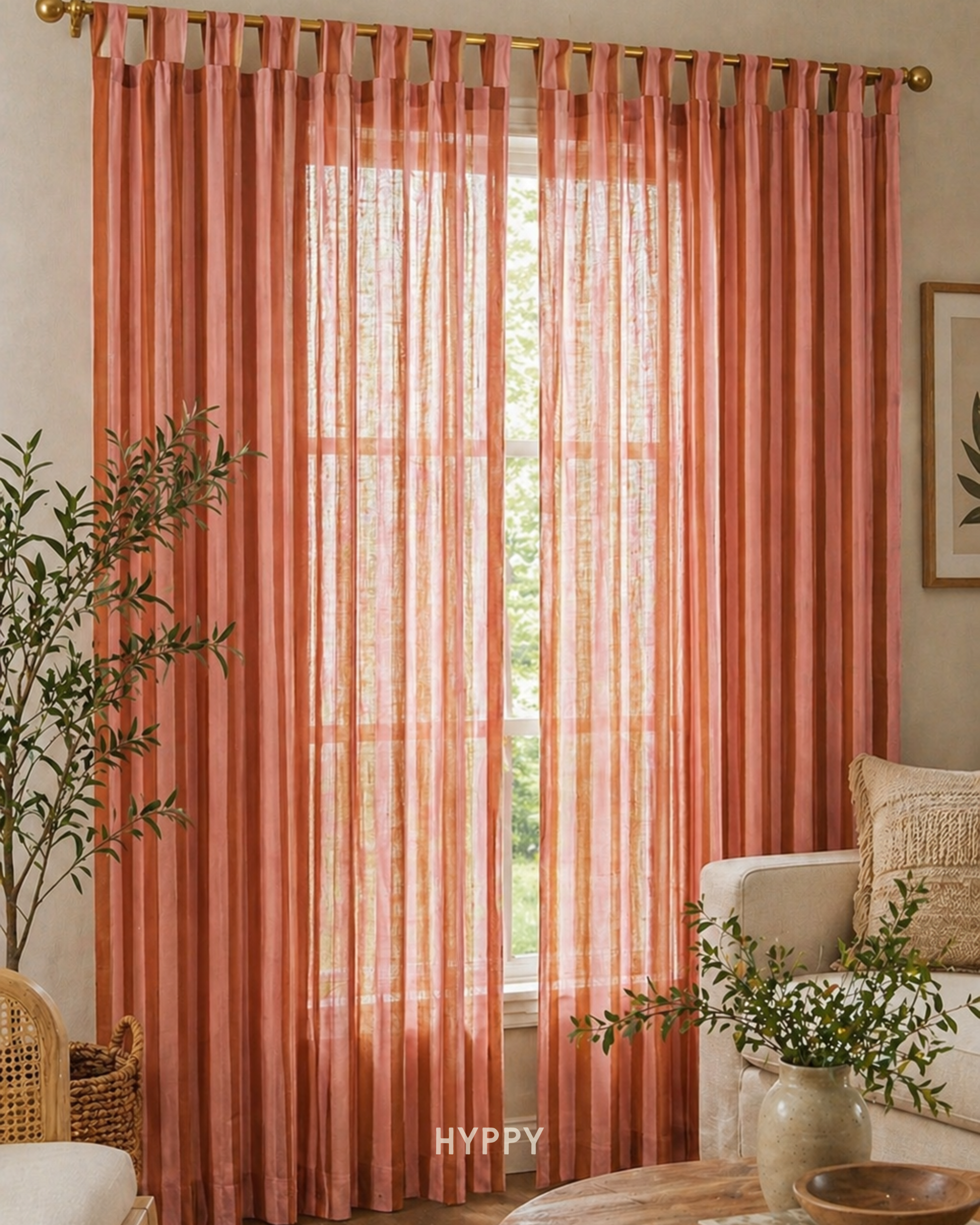 Blush & Rust Sheer Curtain