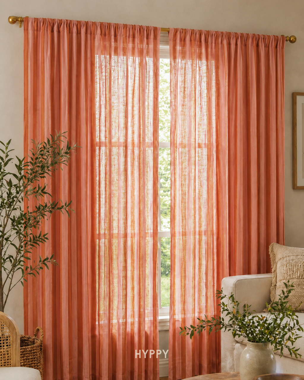 Blush & Rust Sheer Curtain