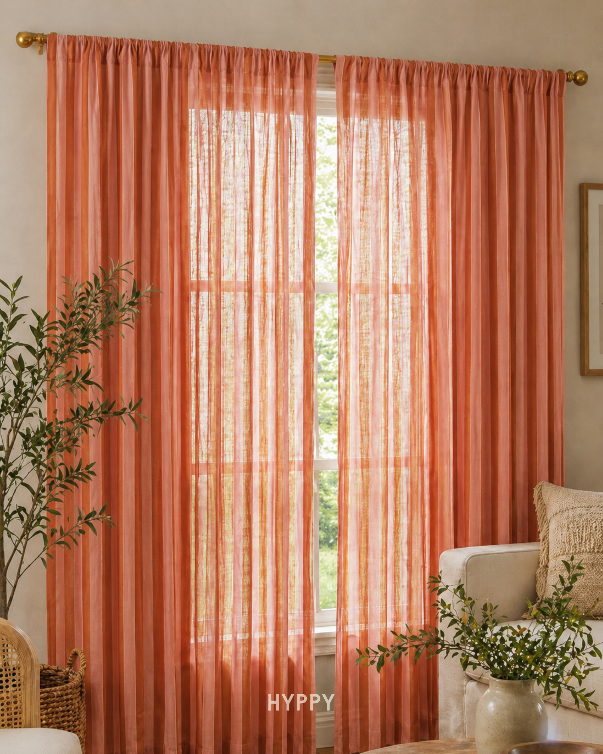 Blush & Rust Sheer Curtain