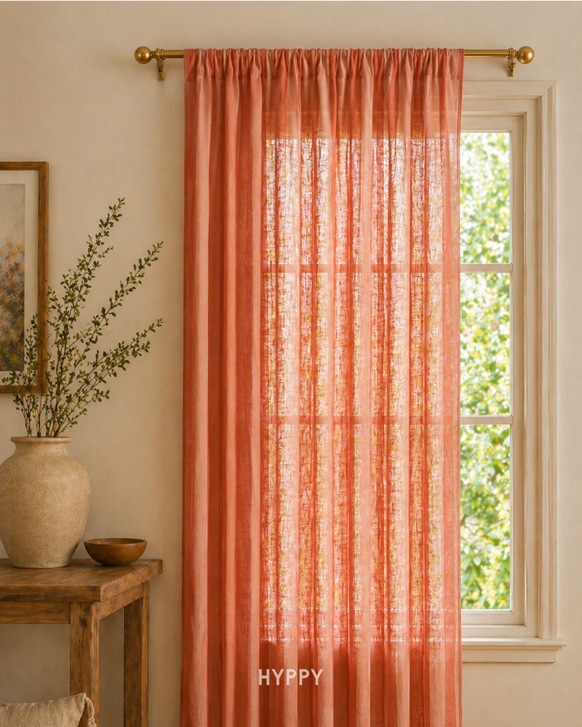 Blush & Rust Sheer Curtain
