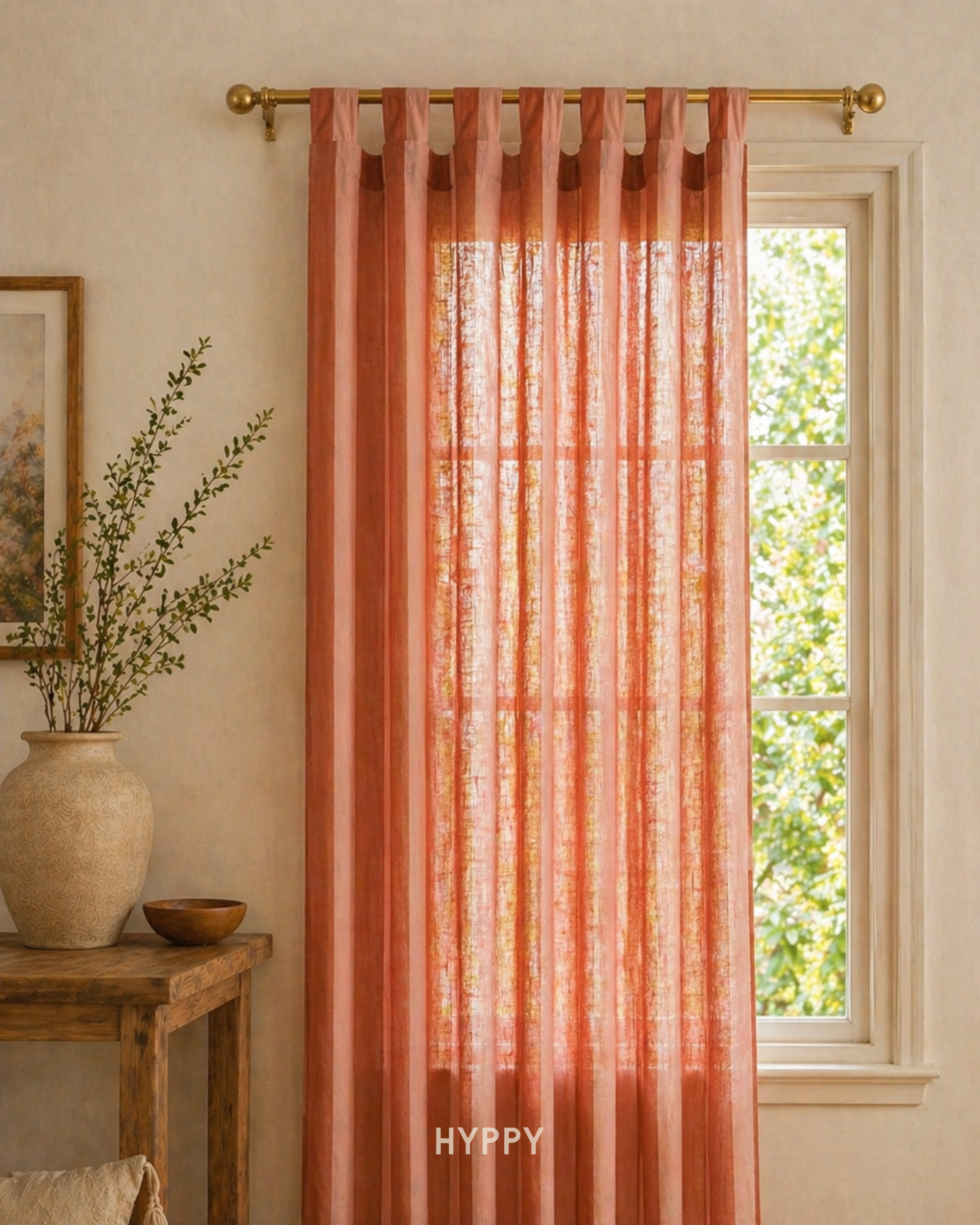 Blush & Rust Sheer Curtain