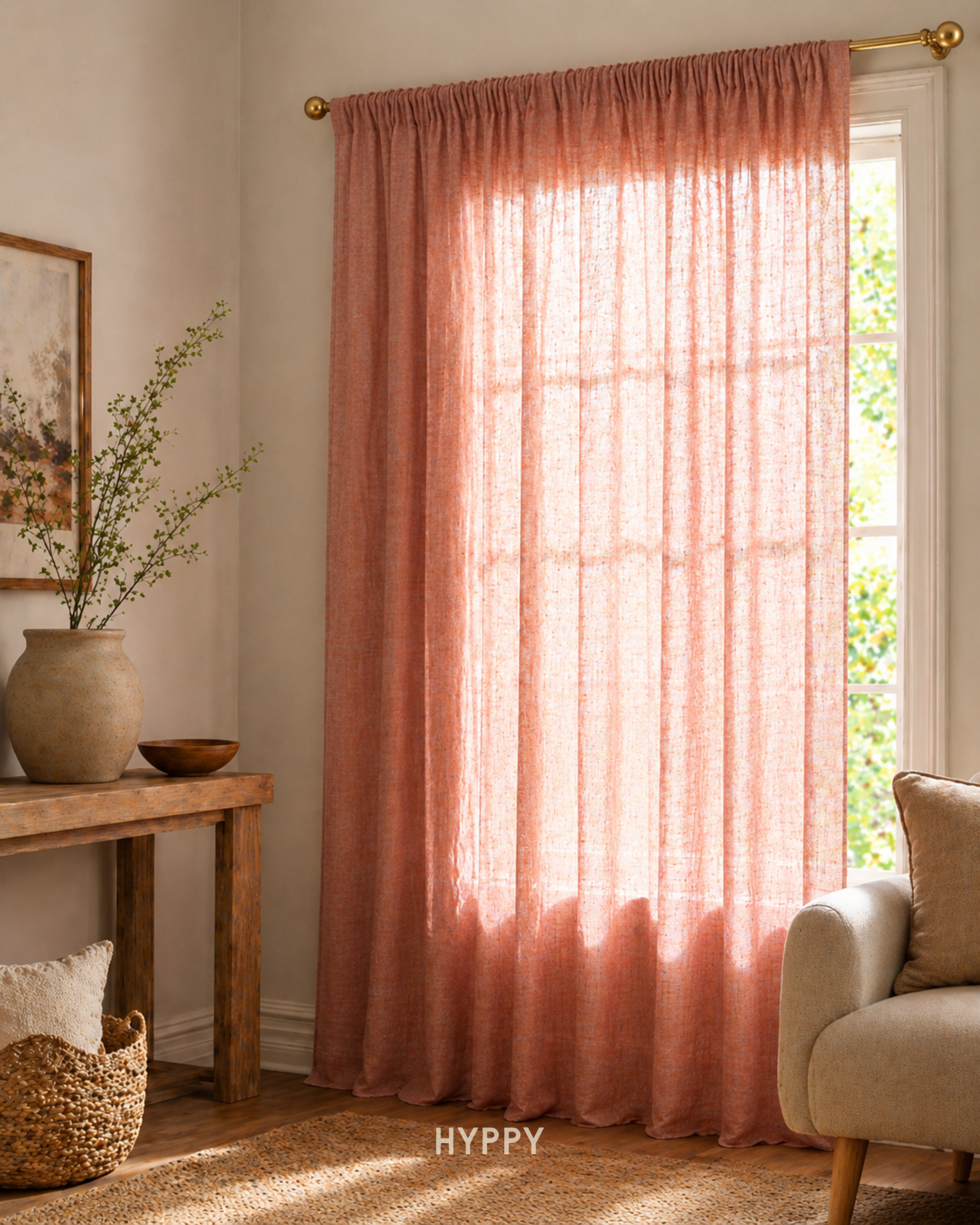 Dusty Rose Sheer Curtain