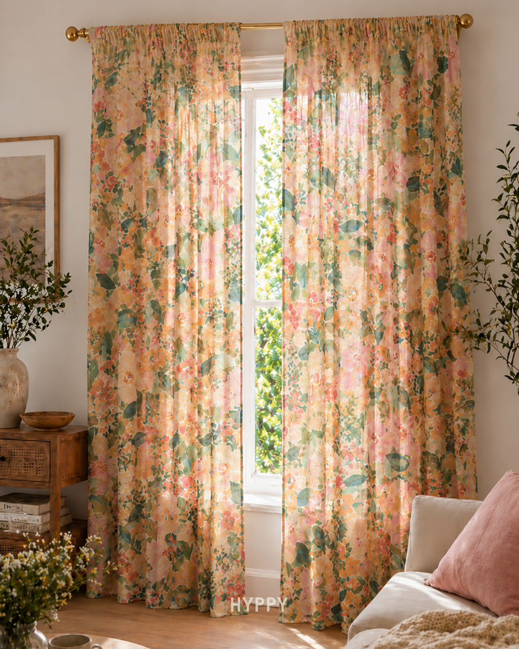 Wildflower Blush Sheer Curtain