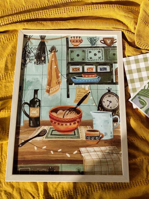 Cozy Kitchen Print-Posters, Prints & Visual Artwork-Hyppy.in-12" x 18"-Framed-Hyppy.in