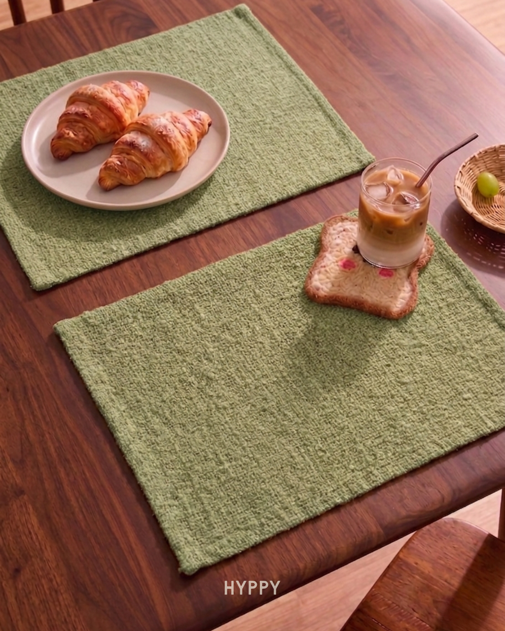 Matcha Textured Placemats — boho placemats, handcrafted in India by Hyppy