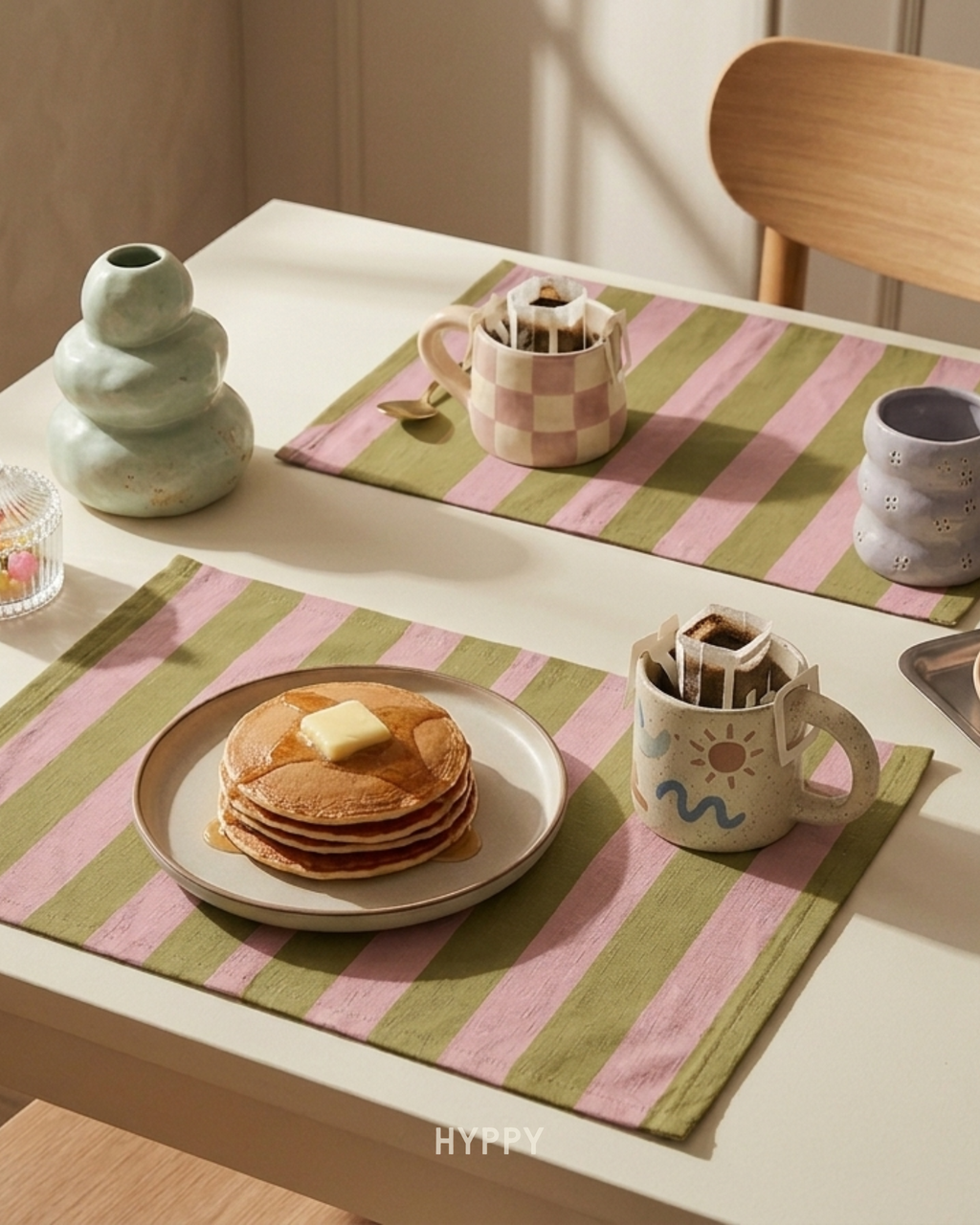 Sunday Afternoon stripe placemats — included in the set