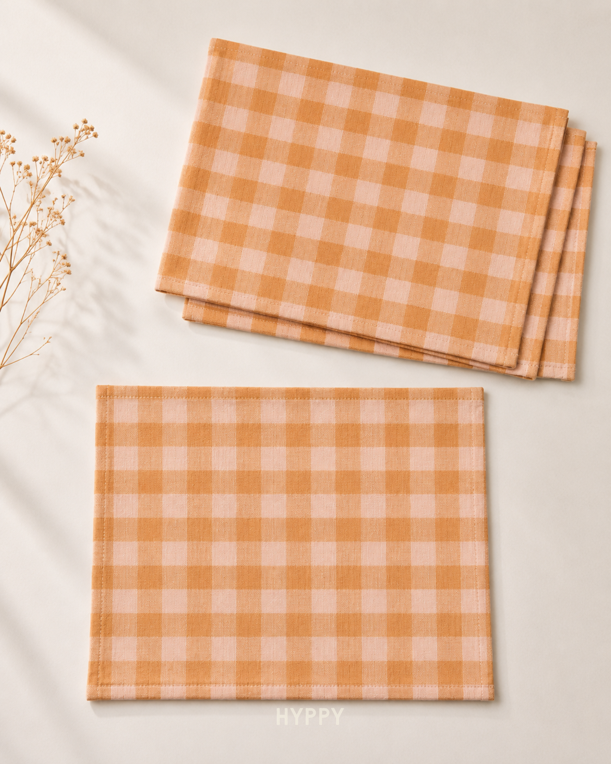 Peachy Gingham Placemats
