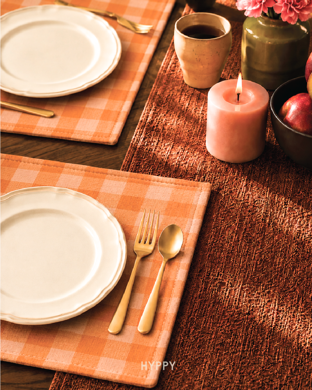 Peachy Gingham Placemats