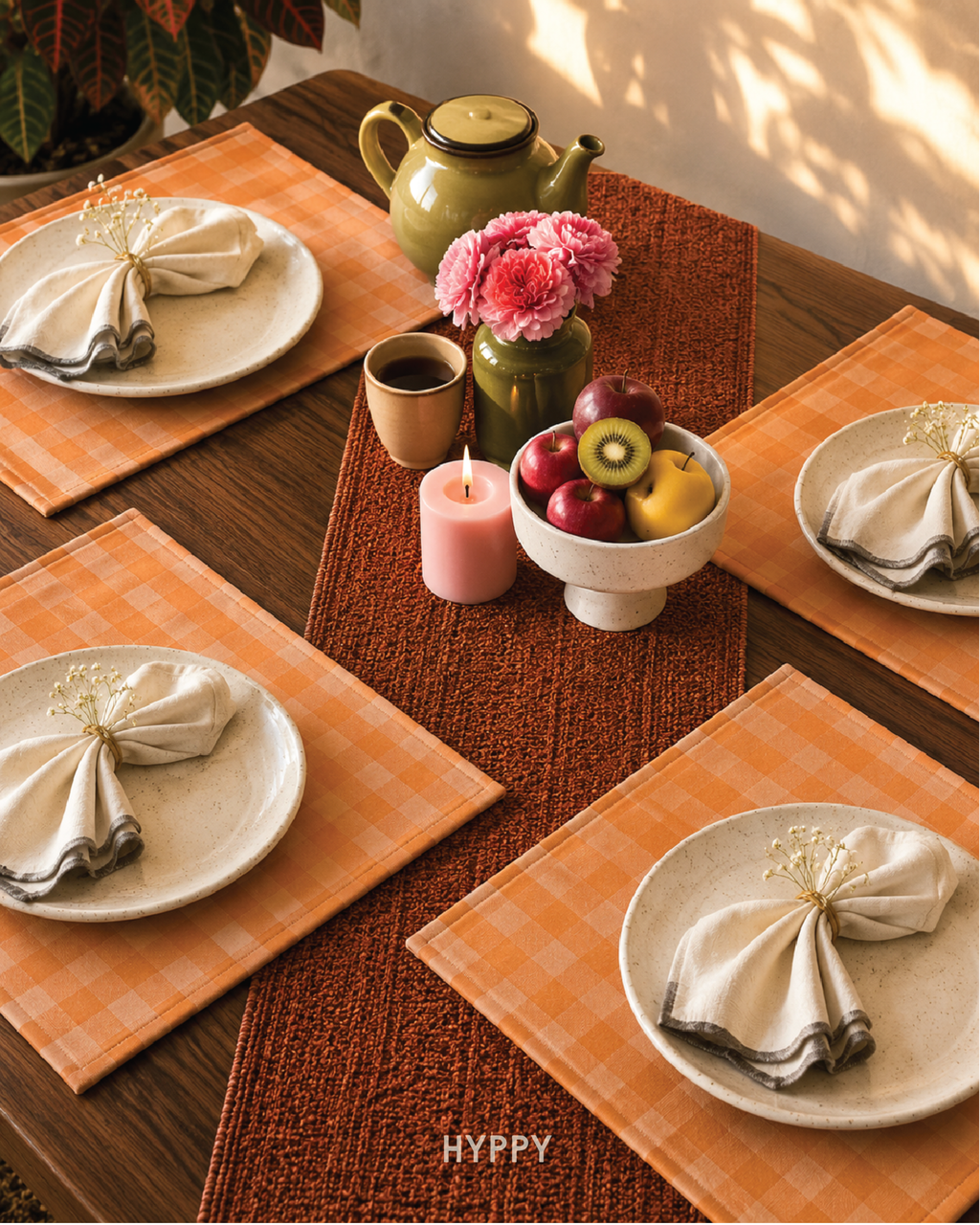 Peachy Gingham Placemats