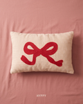 Cherry Bow Embroidered Cushion Cover