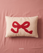 Cherry Bow Embroidered Cushion Cover — boho cushion cover, handcrafted in India by Hyppy