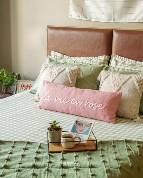 La Vie En Rose Embroidered Cushion Cover