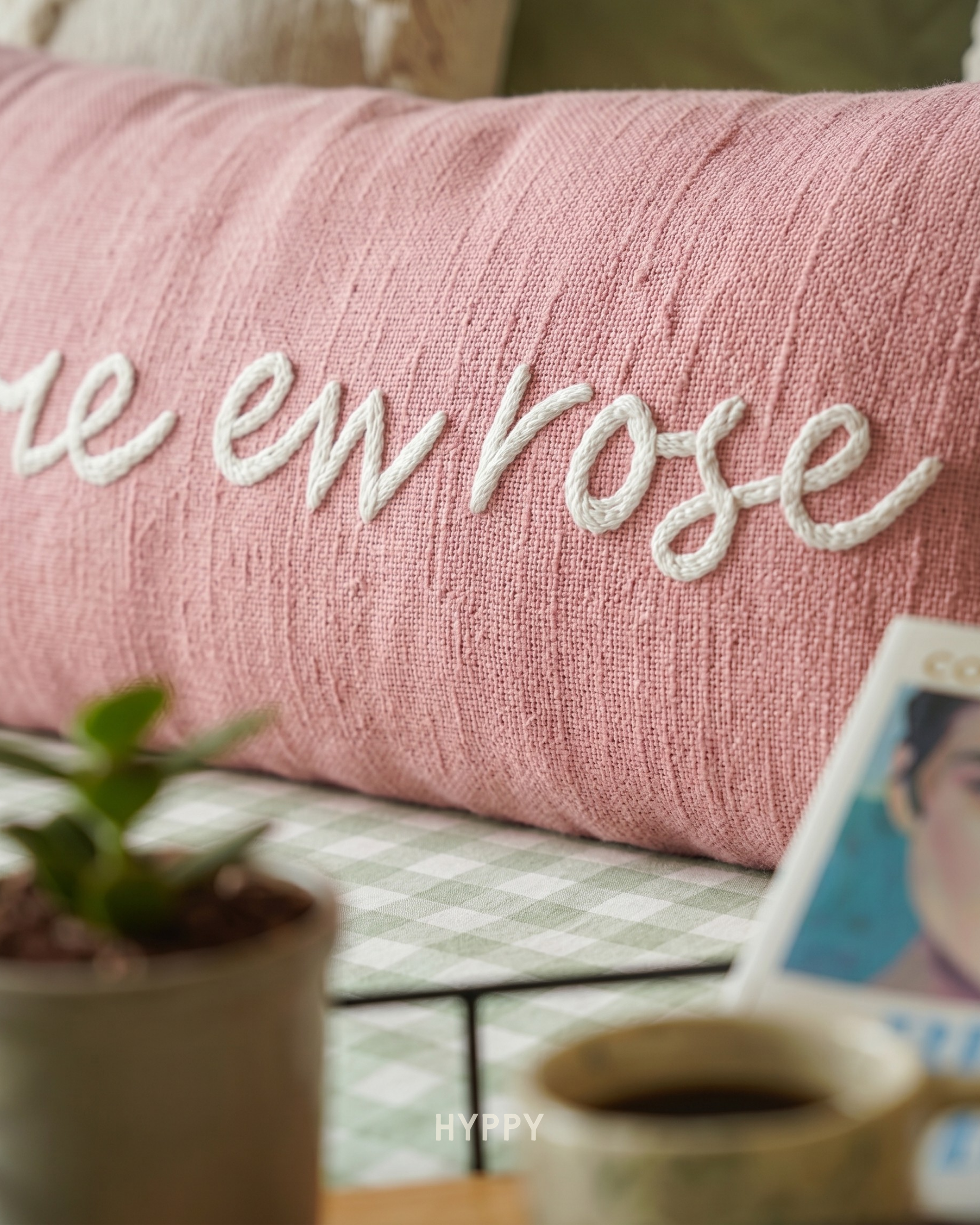 La Vie En Rose Embroidered Cushion Cover