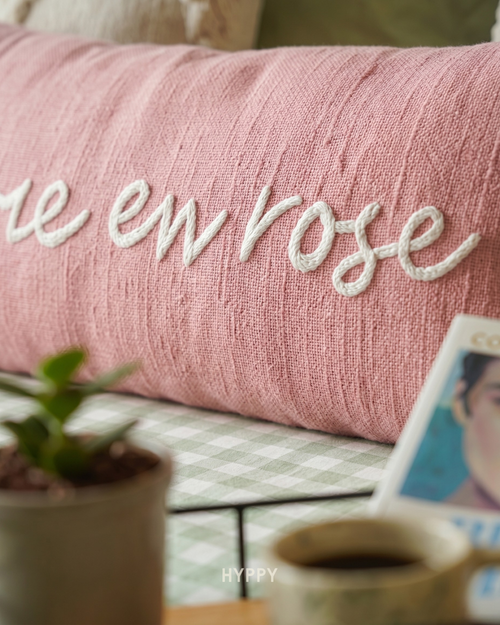 La Vie En Rose Embroidered Cushion Cover
