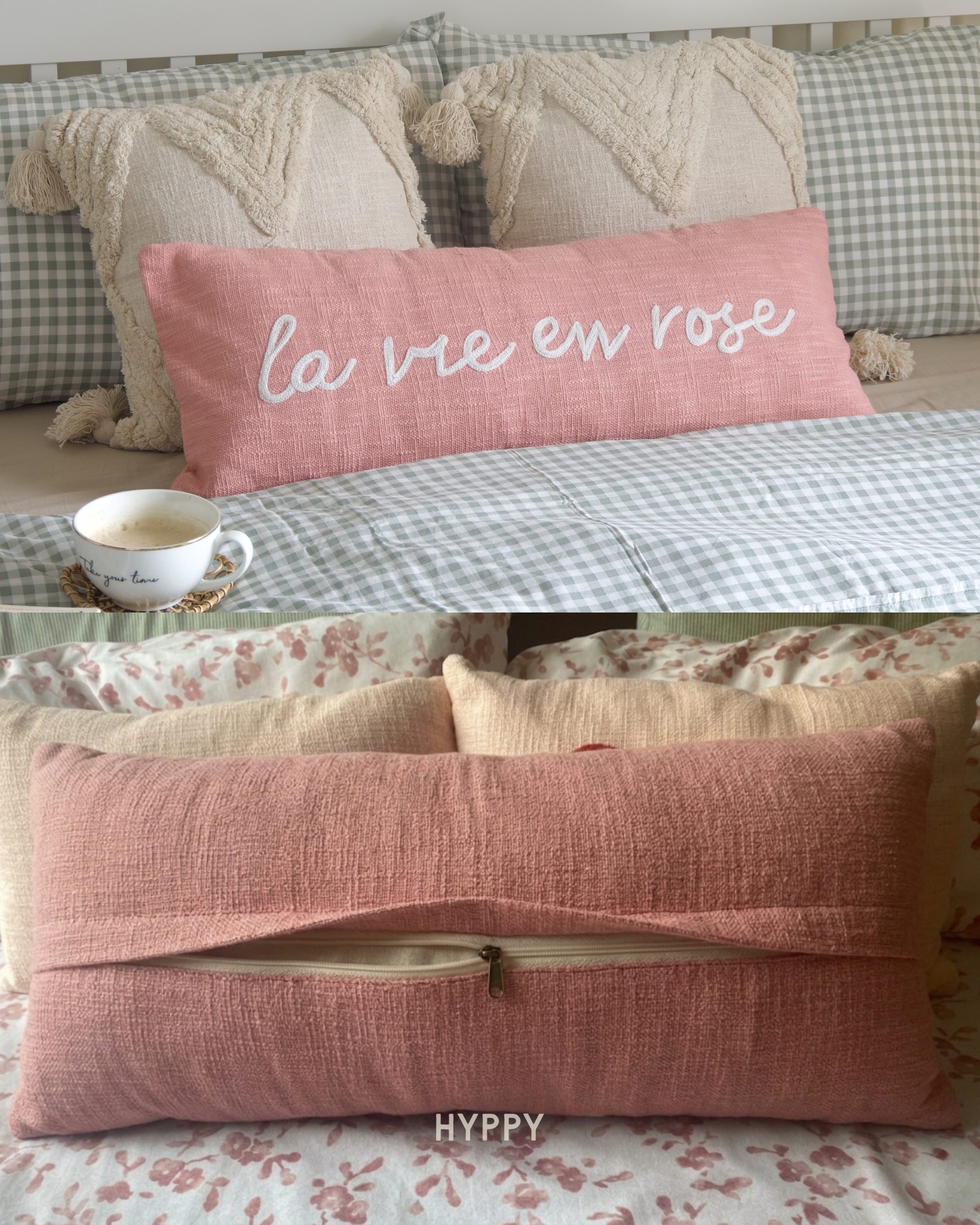 La Vie En Rose Embroidered Cushion Cover