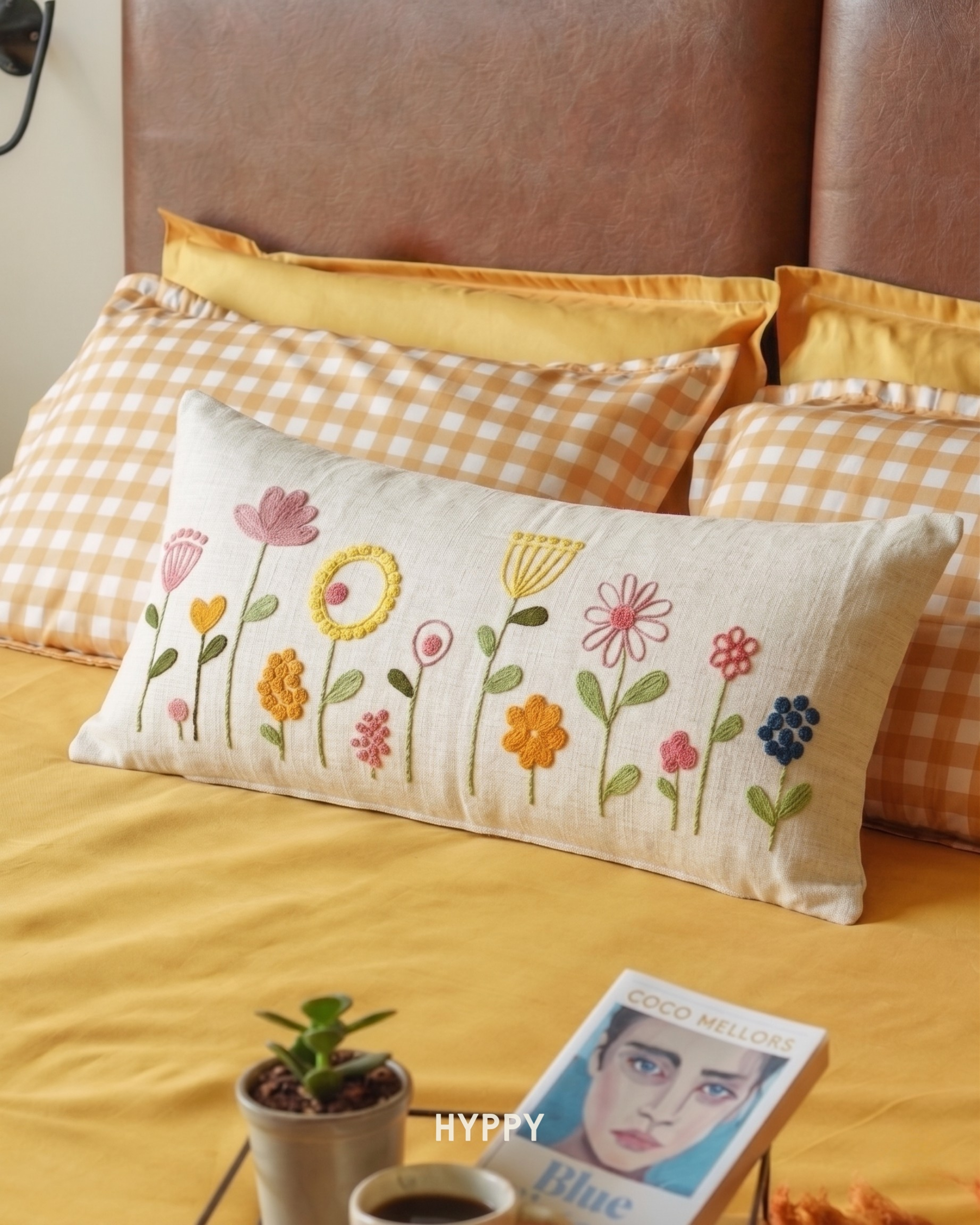 Floral Market Embroidered Cushion Cover