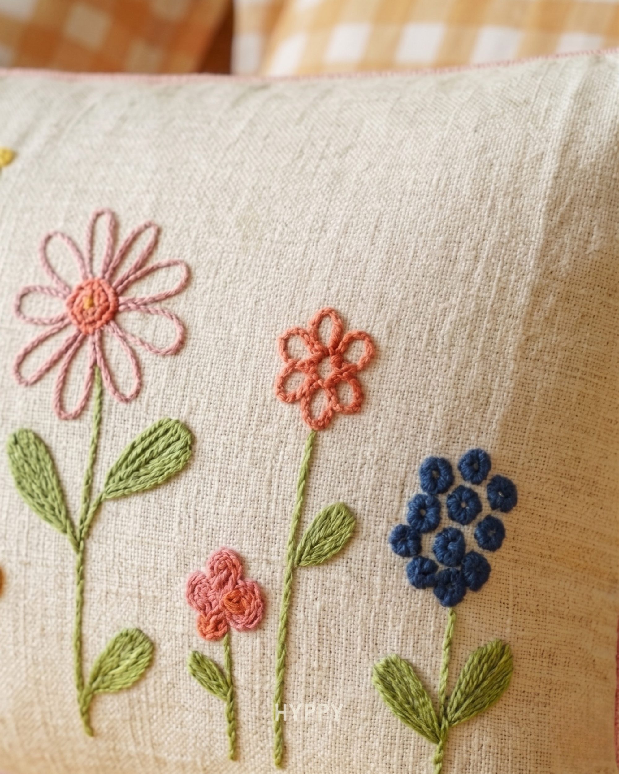 Floral Market Embroidered Cushion Cover