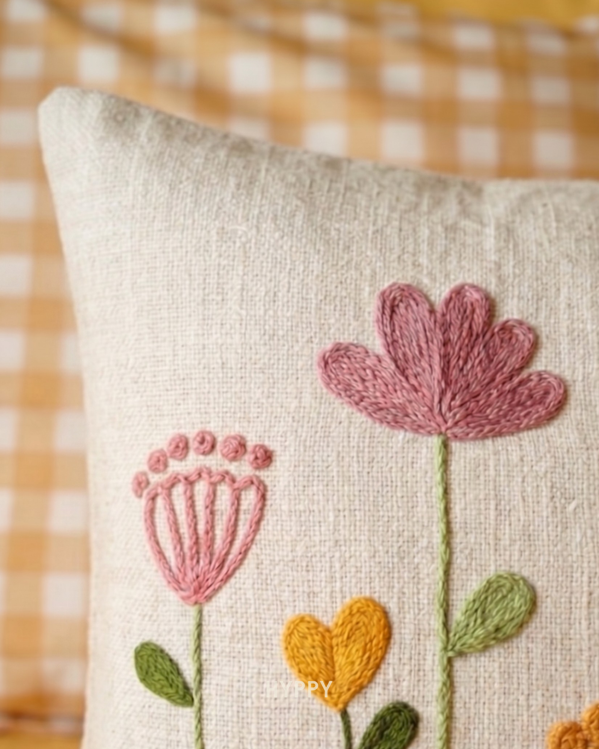 Floral Market Embroidered Cushion Cover