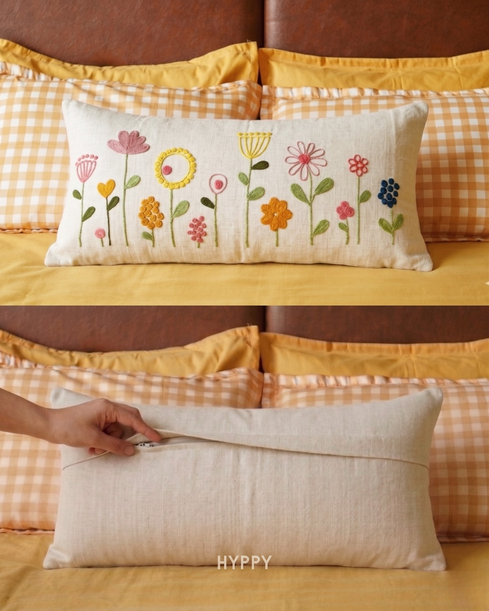 Floral Market Embroidered Cushion Cover