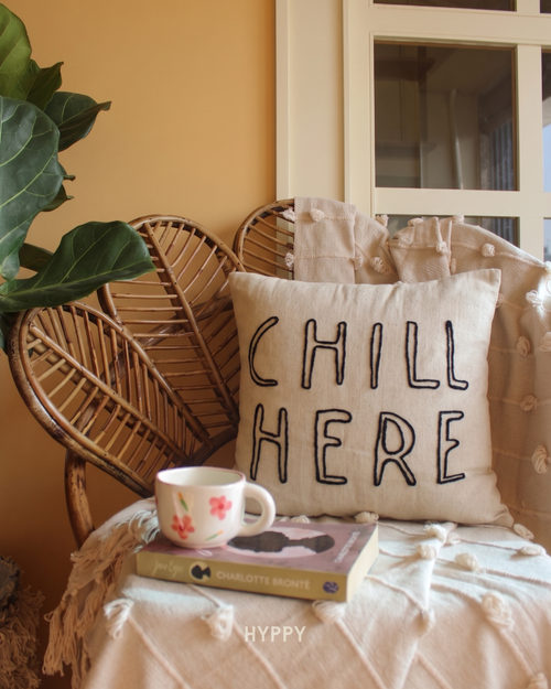 Chill Here Embroidered Cushion Cover