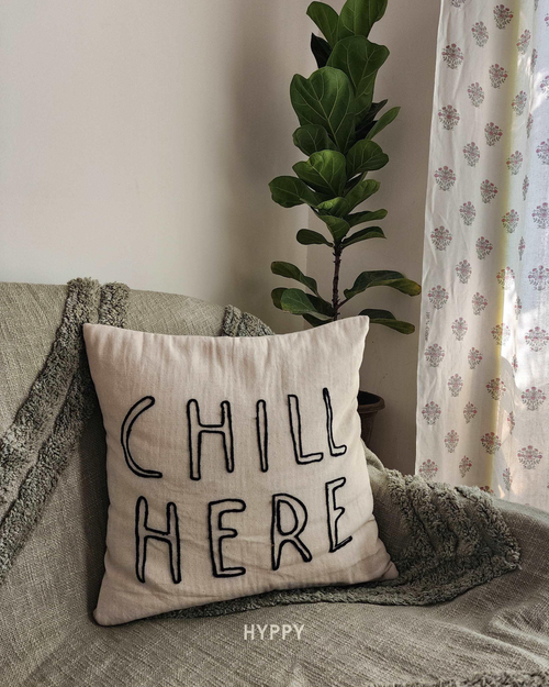 Chill Here Embroidered Cushion Cover