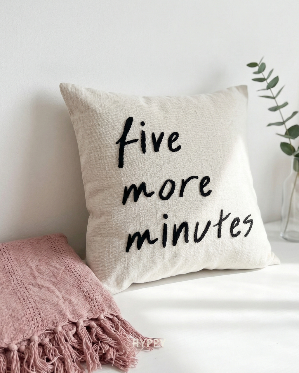 Five More Minutes Embroidered Cushion Cover — boho cushion cover, handcrafted in India by Hyppy
