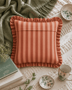 Sunbaked Stripe Ruffle Cushion Cover — boho cushion cover, handcrafted in India by Hyppy