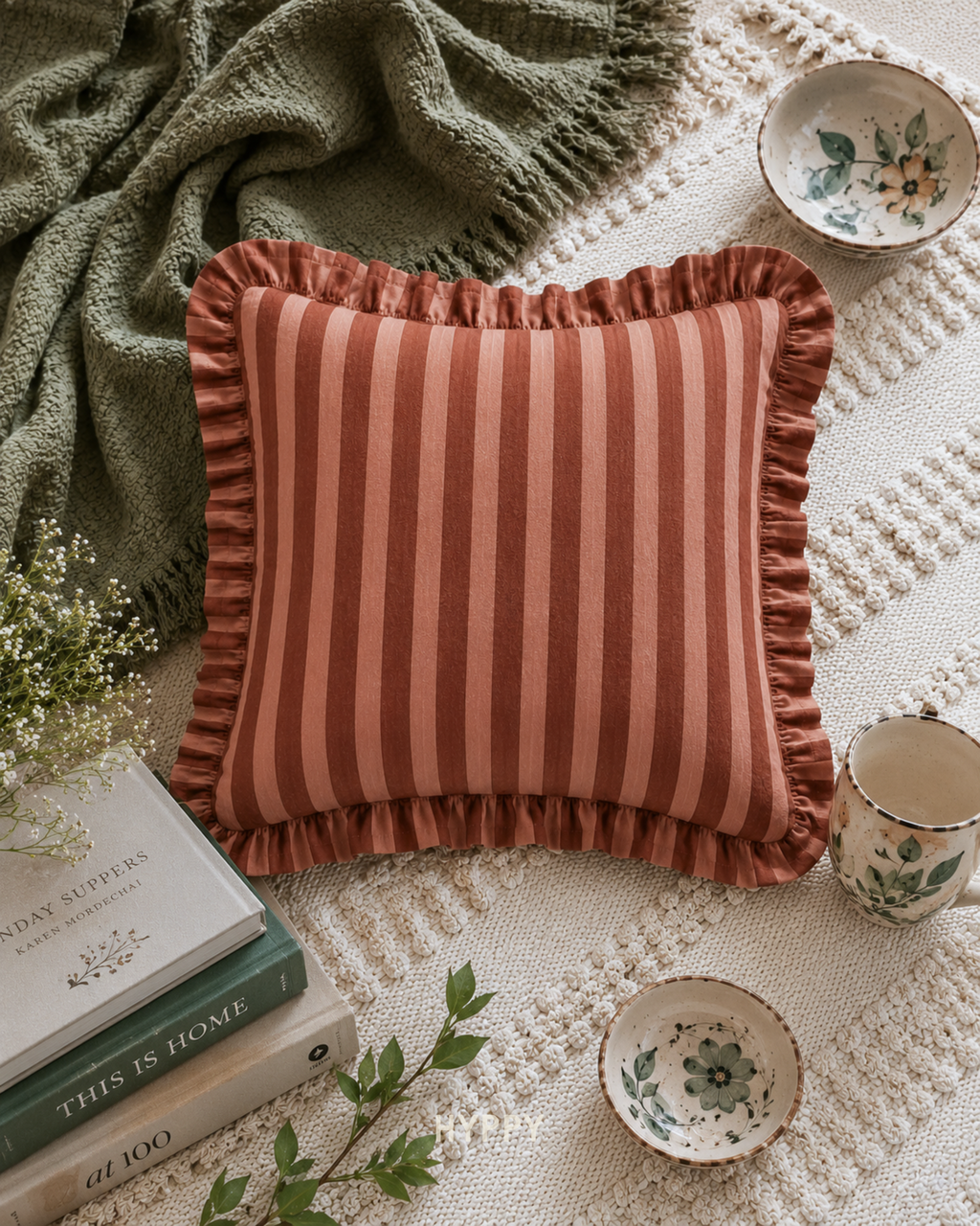 Sunbaked Stripe Ruffle Cushion Cover