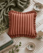 Sunbaked Stripe Ruffle Cushion Cover — boho cushion cover, handcrafted in India by Hyppy