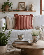 Sunbaked Stripe Ruffle Cushion Cover — boho cushion cover, handcrafted in India by Hyppy