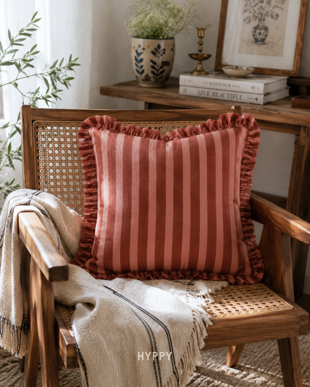 Sunbaked Stripe Ruffle Cushion Cover