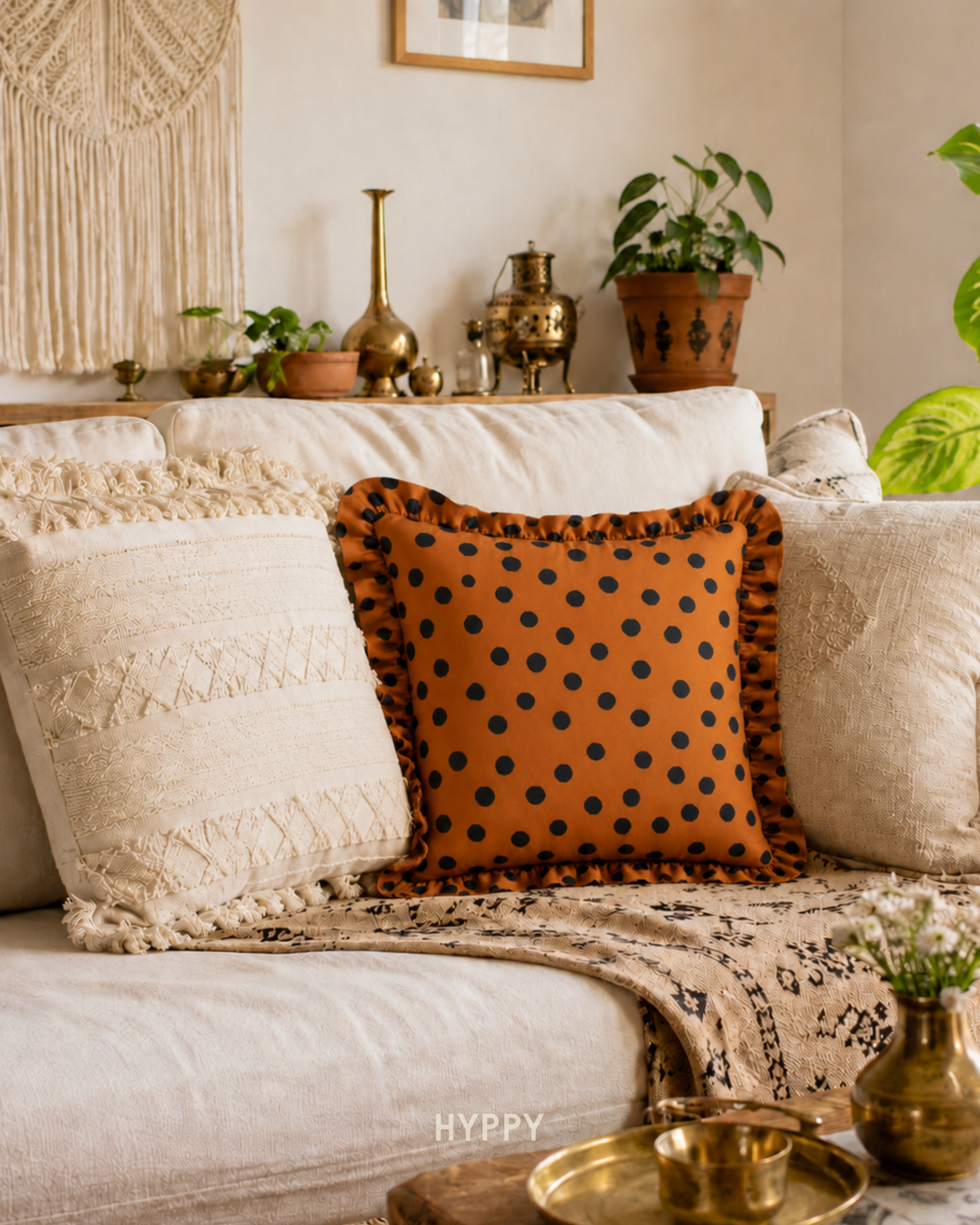 Polka Drama Ruffle Cushion Cover