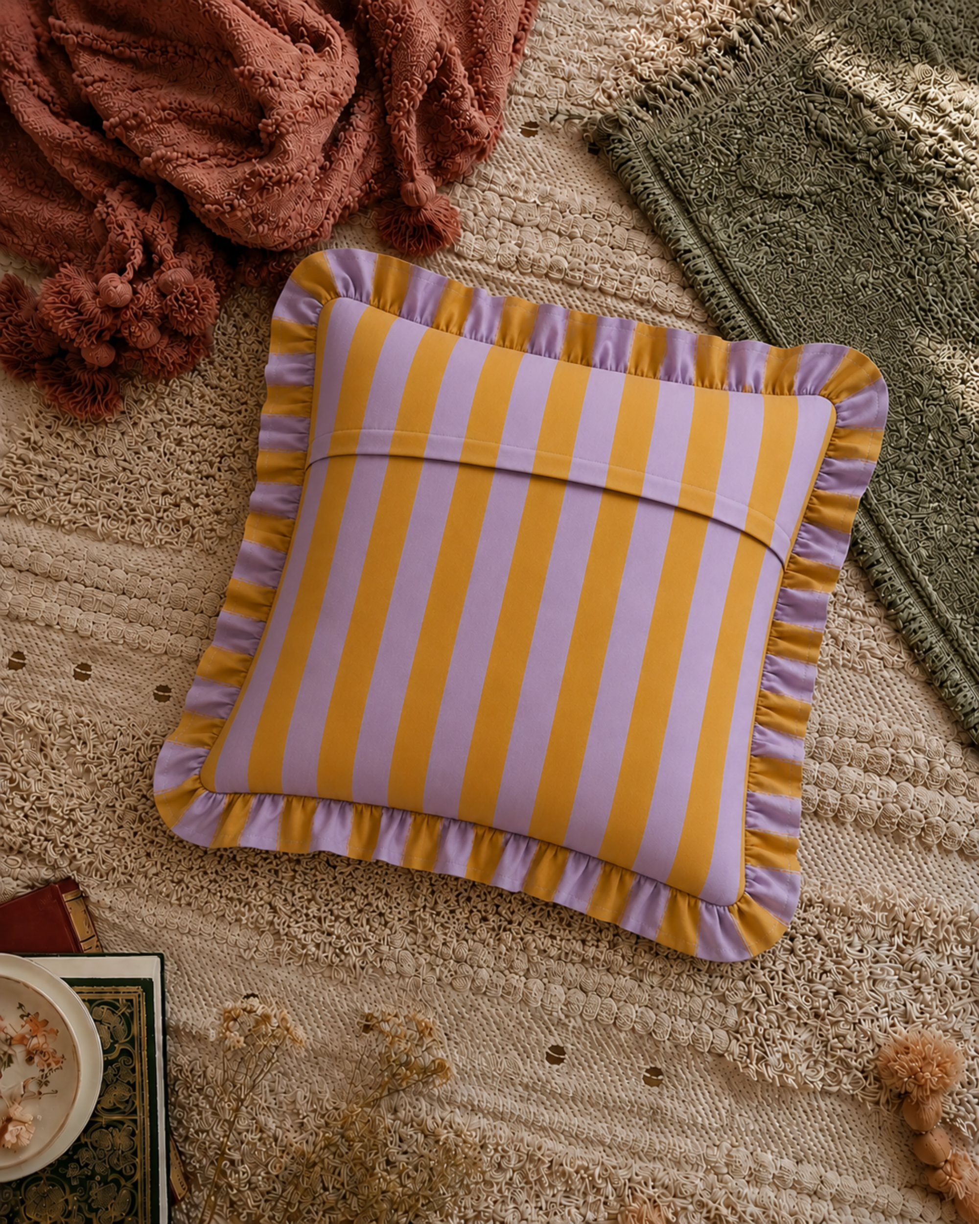 Lavender Marmalade Ruffle Cushion Cover