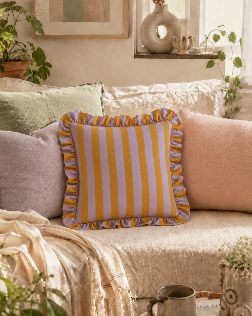 Lavender Marmalade Ruffle Cushion Cover