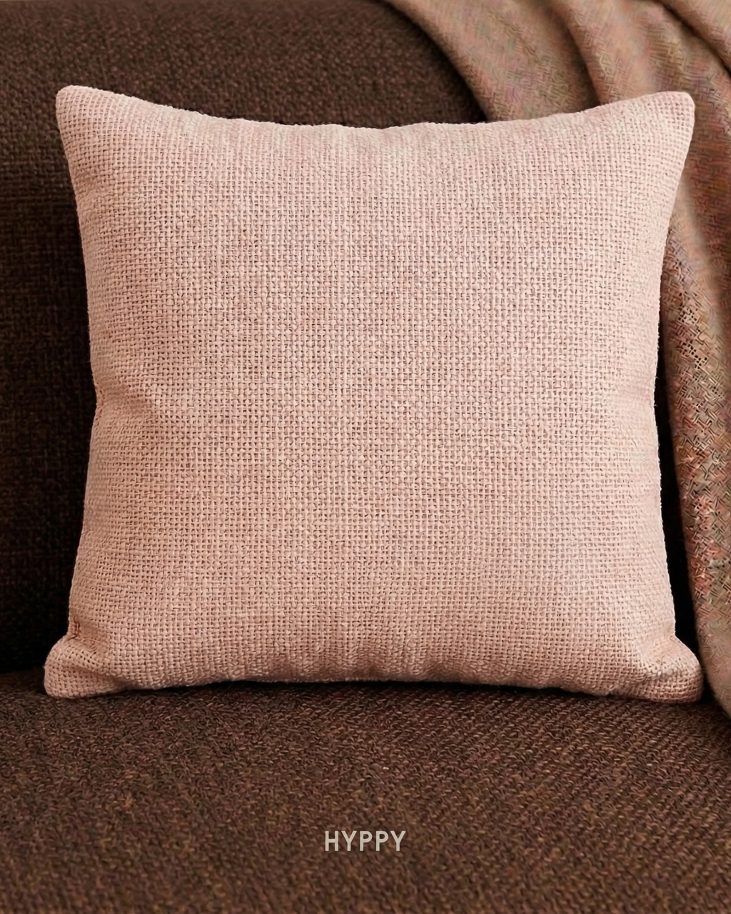 Soft Blush Textured Cushion Cover — boho cushion cover, handcrafted in India by Hyppy