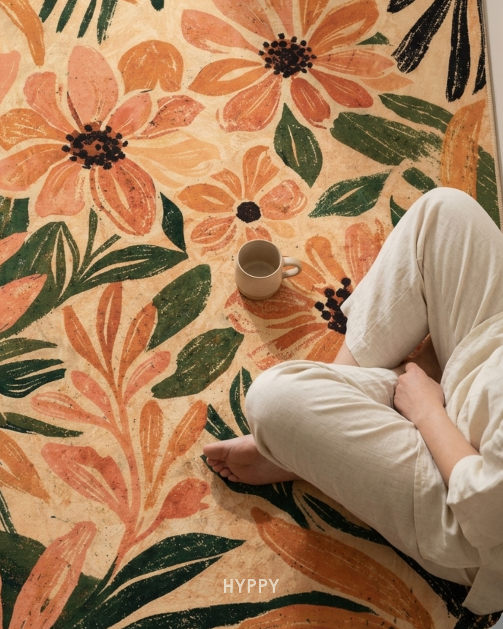 Warm Garden Chenille Area Rug — boho rug, handcrafted in India by Hyppy
