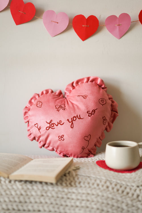 Love Bug Heart Pillow-Pillows-Hyppy.in-14" x 13"-With Filler-Hyppy.in