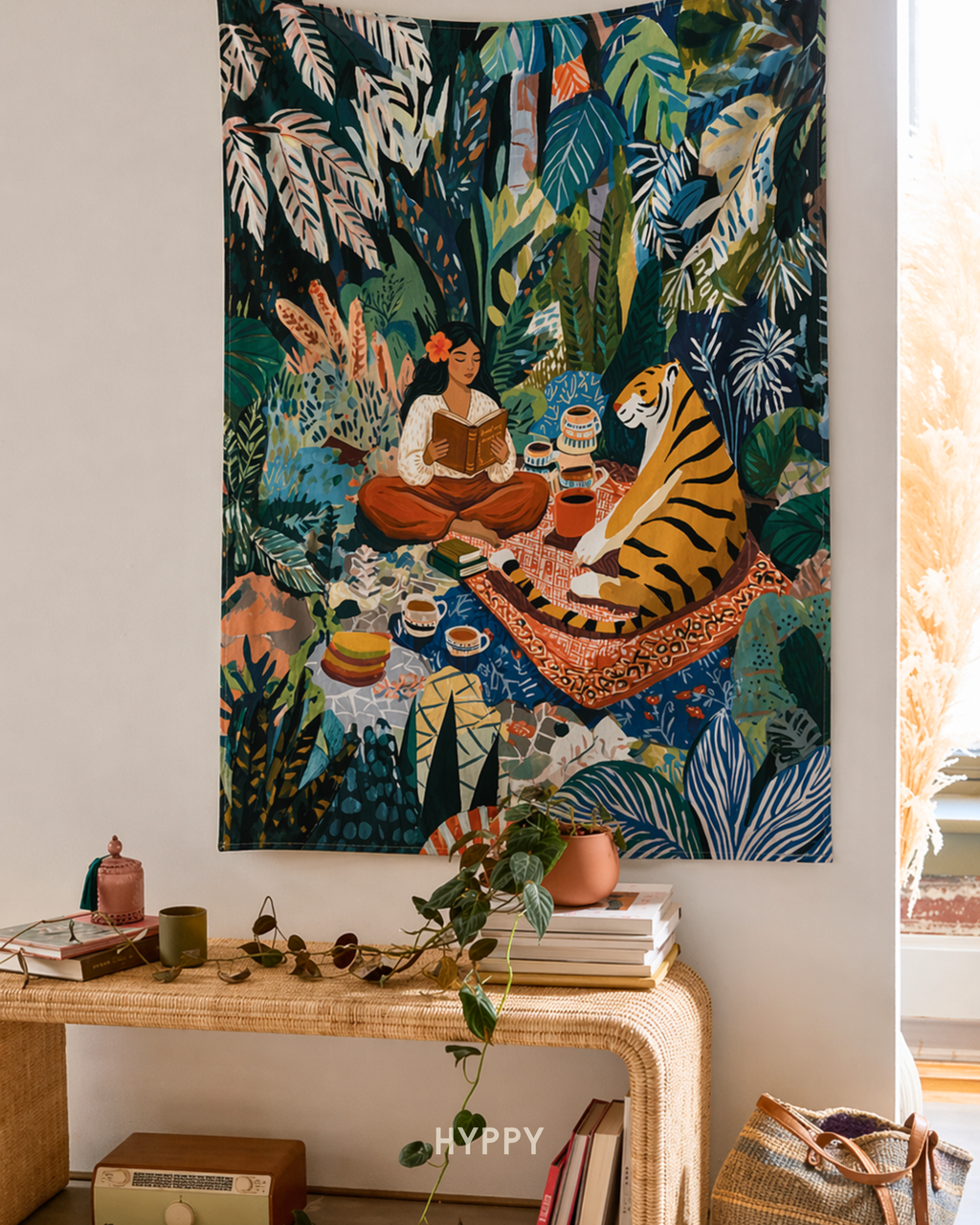 Wild Companionship Tapestry — boho wall tapestry, handcrafted in India by Hyppy
