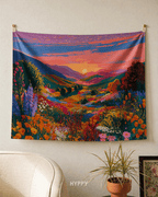 Golden Meadow Escape Tapestry — boho wall tapestry, handcrafted in India by Hyppy