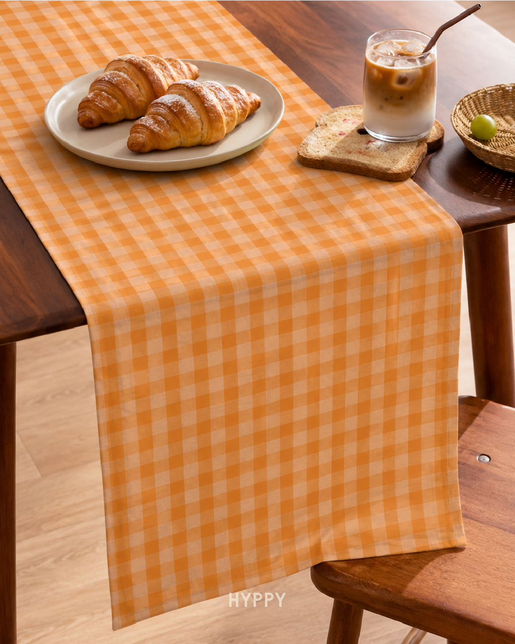 Peachy Gingham Table Runner