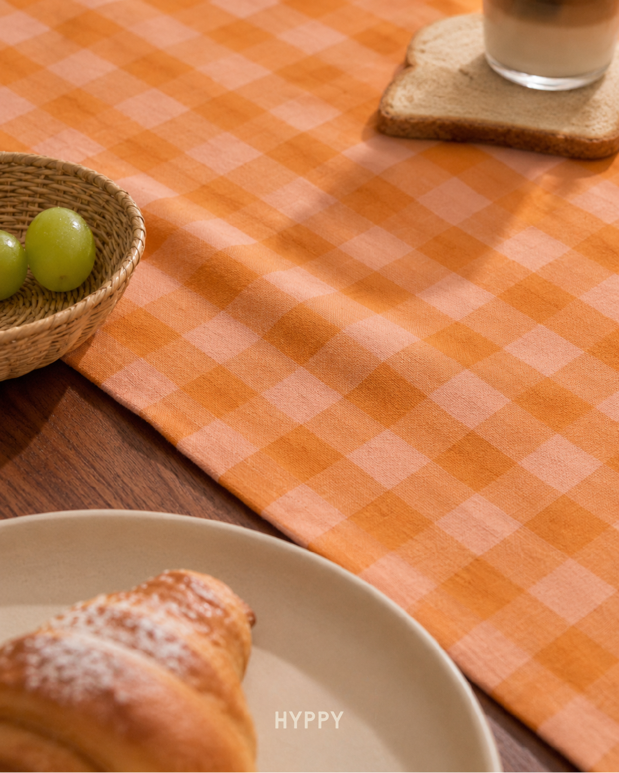 Peachy Gingham Table Runner