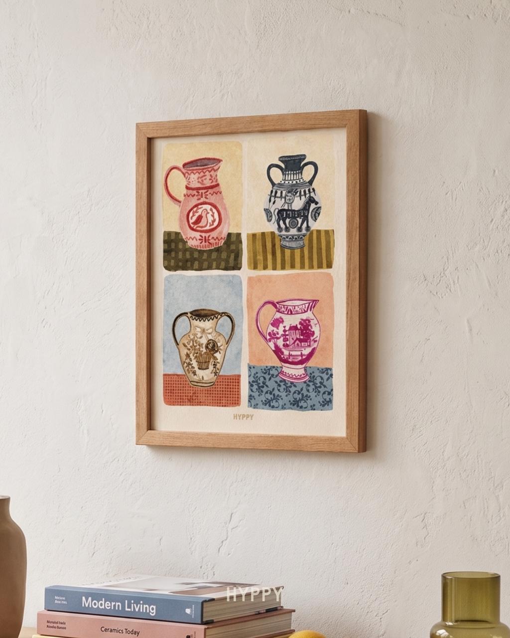Vintage Vases Print — boho wall art print, handcrafted in India by Hyppy