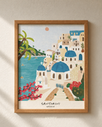 Santorini Print — boho wall art print, handcrafted in India by Hyppy