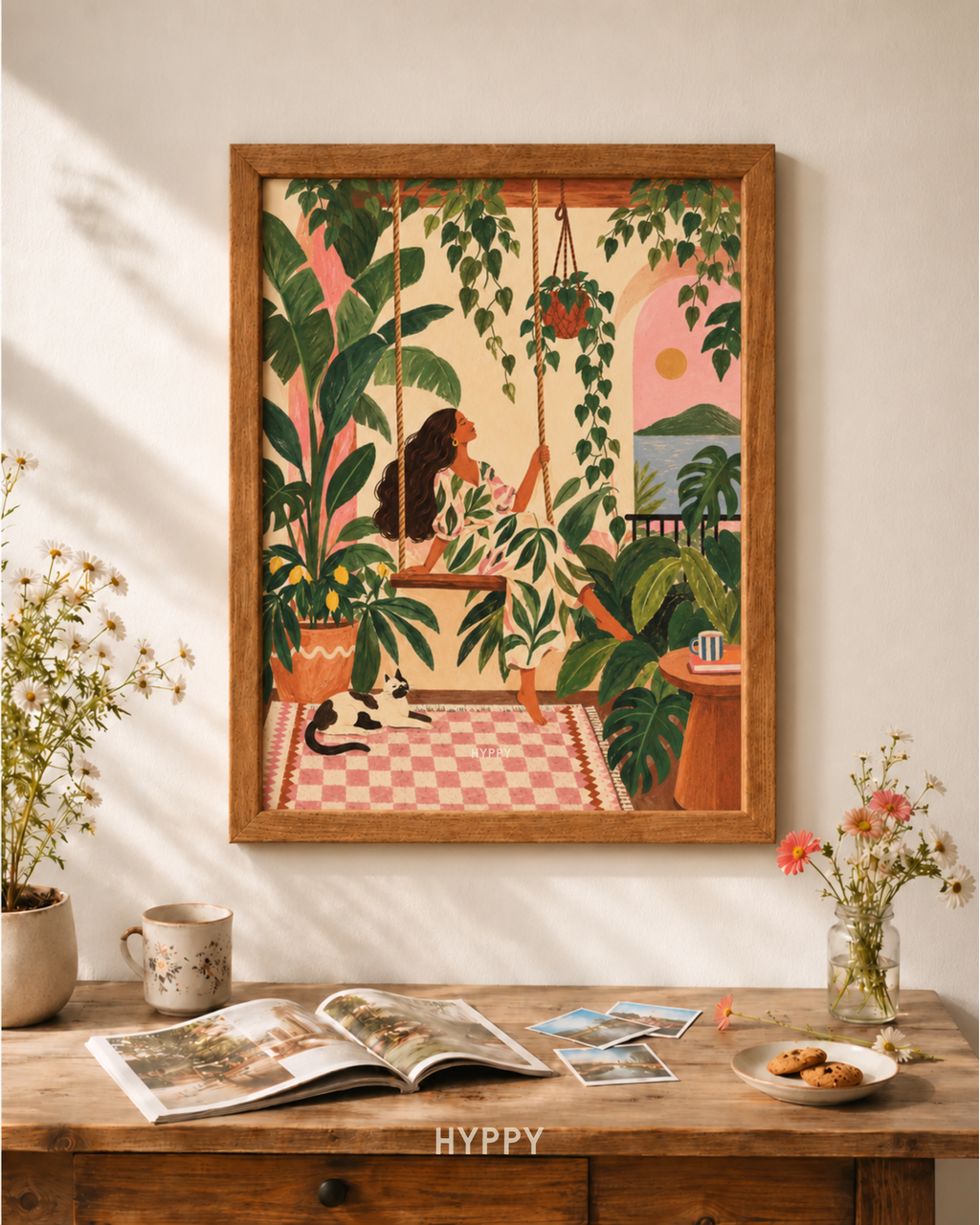 Feline & Ferns Print