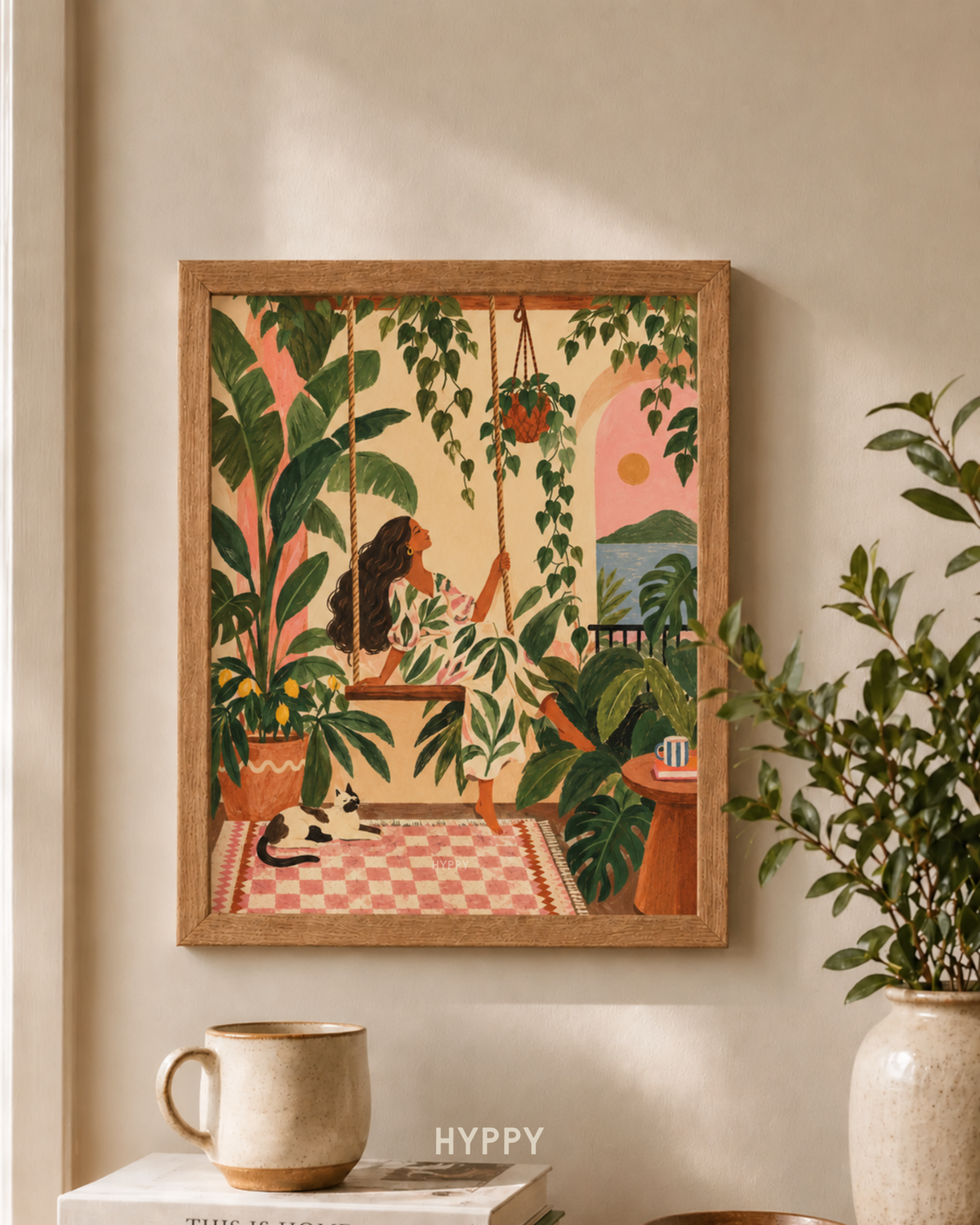 Feline & Ferns Print