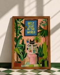 Best Seat in the World Print — quirky cat bathroom wall art, handcrafted in India by Hyppy
